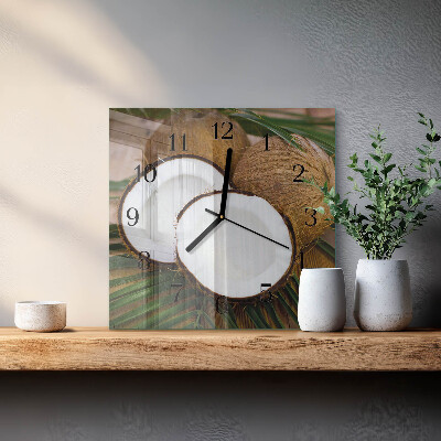 Wanduhr aus glas Kokosnüsse
