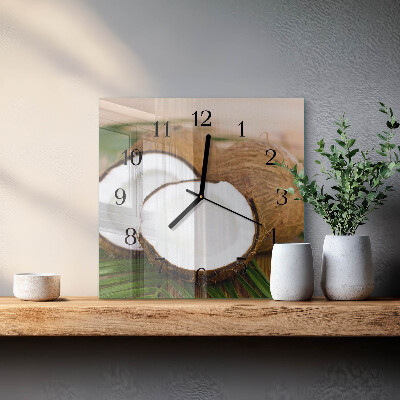 Wanduhr aus glas Kokosnüsse