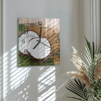 Wanduhr aus glas Kokosnüsse