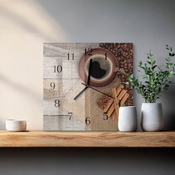 Wanduhr aus glas Kaffeebohnen
