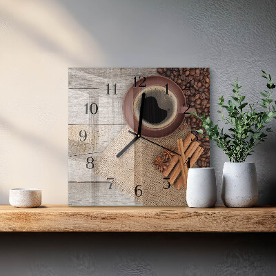 Wanduhr aus glas Kaffeebohnen