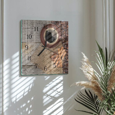 Wanduhr aus glas Kaffeebohnen