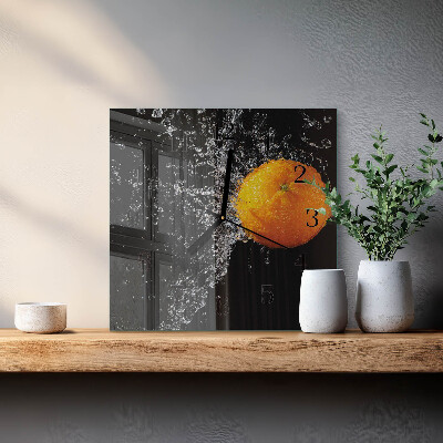 Wanduhr aus glas Orange