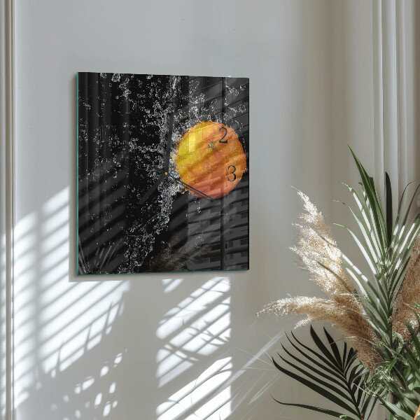 Wanduhr aus glas Orange