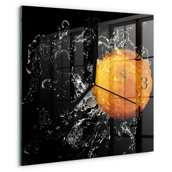 Wanduhr aus glas Orange