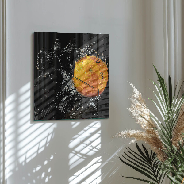 Wanduhr aus glas Orange