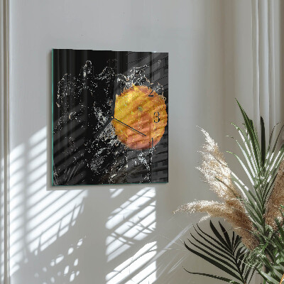 Wanduhr aus glas Orange