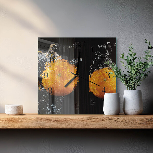 Wanduhr aus glas Orangen