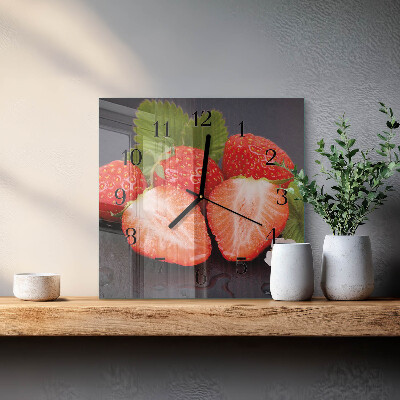 Wanduhr aus glas Erdbeeren