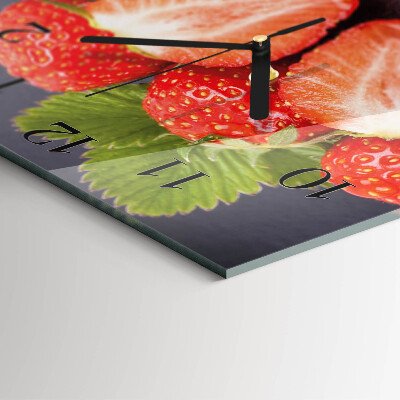 Wanduhr aus glas Erdbeeren