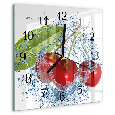 Wanduhr aus glas Kirschen