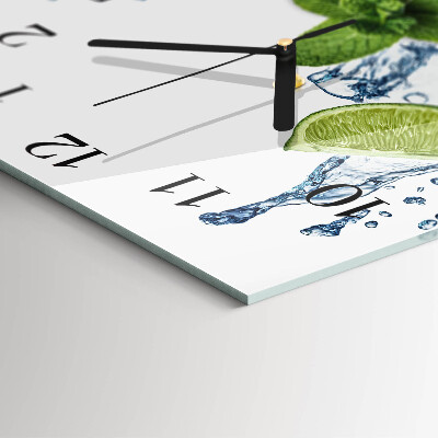 Wanduhr aus glas Minze mit Limette