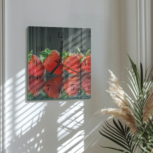 Wanduhr aus glas Erdbeeren
