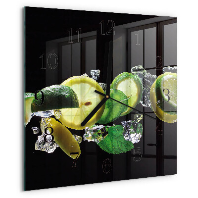 Wanduhr aus glas Zitrone und Limette