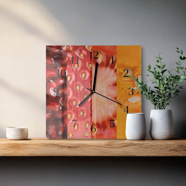 Wanduhr aus glas Obst
