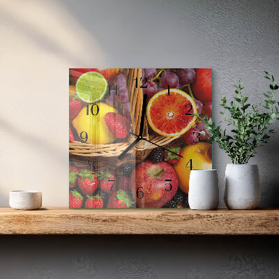 Wanduhr aus glas Obst