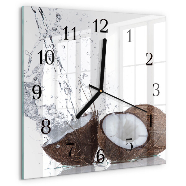 Wanduhr aus glas Kokosnüsse