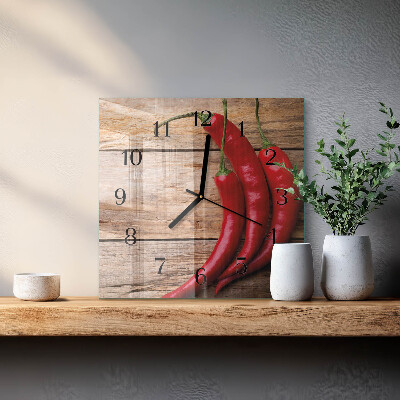 Wanduhr aus glas Chilischoten