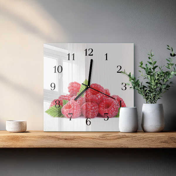 Wanduhr aus glas Himbeeren