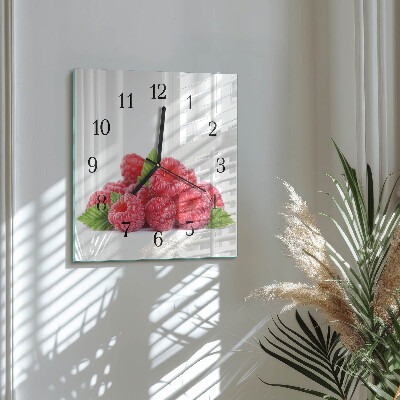 Wanduhr aus glas Himbeeren
