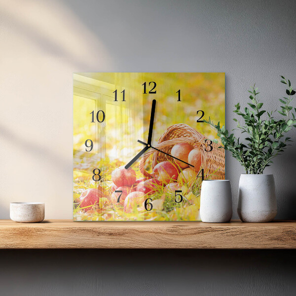 Wanduhr aus glas Äpfel