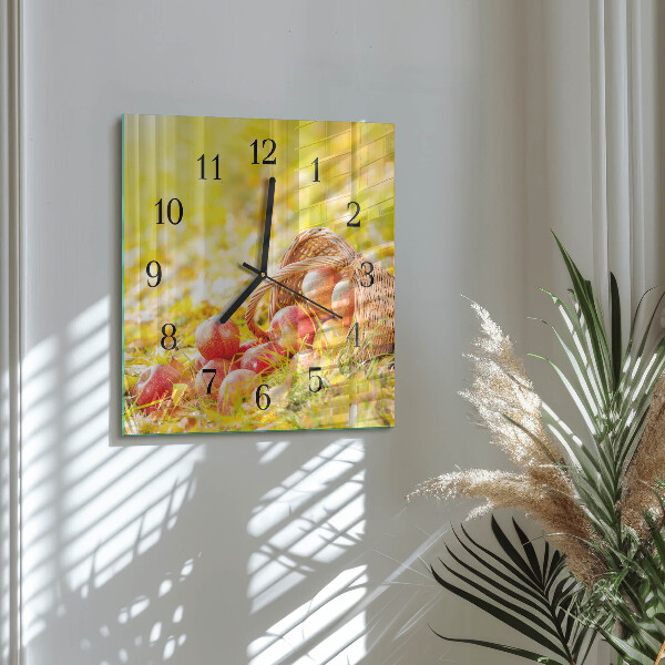 Wanduhr aus glas Äpfel