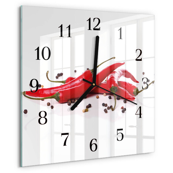 Wanduhr aus glas Chilischoten