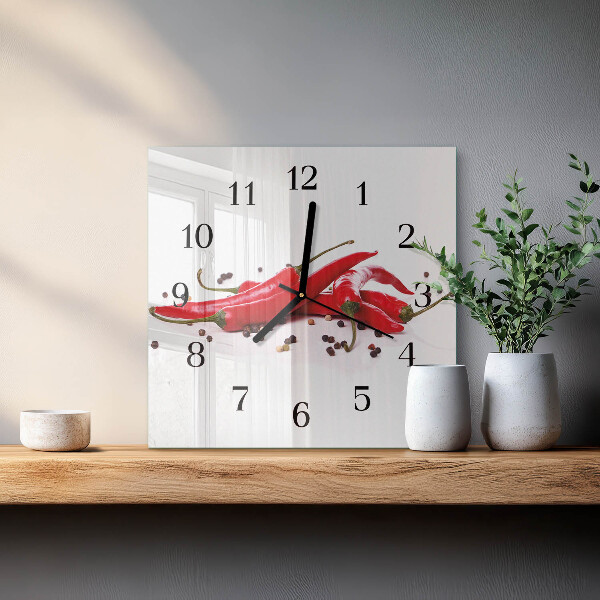 Wanduhr aus glas Chilischoten