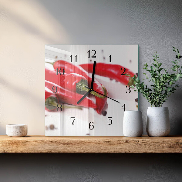 Wanduhr aus glas Chilischoten