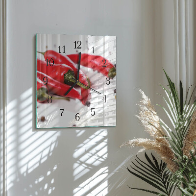 Wanduhr aus glas Chilischoten