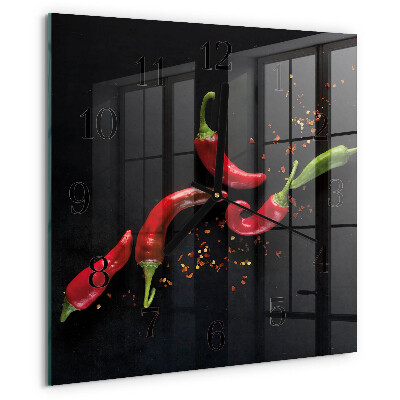 Wanduhr aus glas Chilischoten