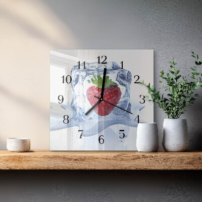 Wanduhr aus glas Erdbeereis