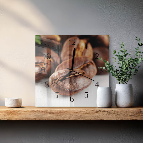 Wanduhr aus glas Kaffeebohnen
