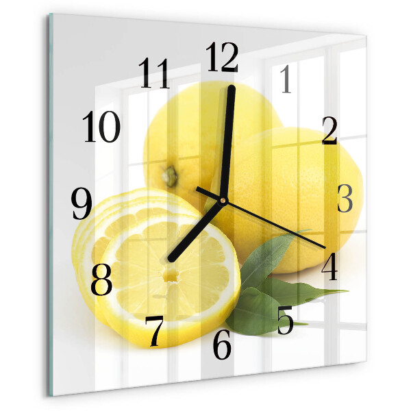 Wanduhr aus glas Zitronen