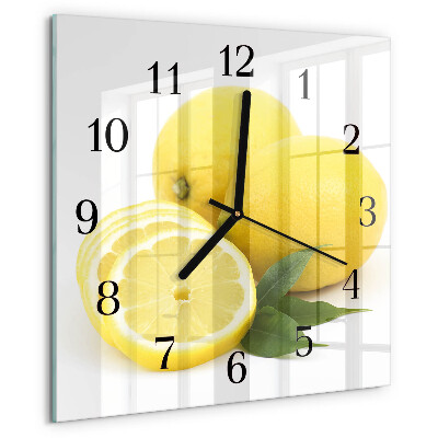 Wanduhr aus glas Zitronen