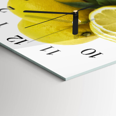 Wanduhr aus glas Zitronen