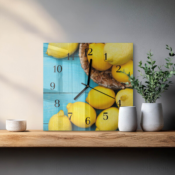 Wanduhr aus glas Zitronen
