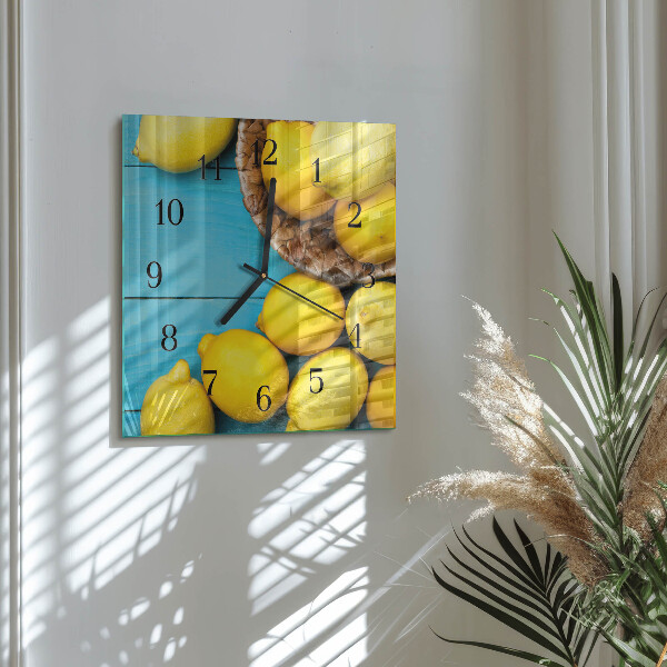 Wanduhr aus glas Zitronen