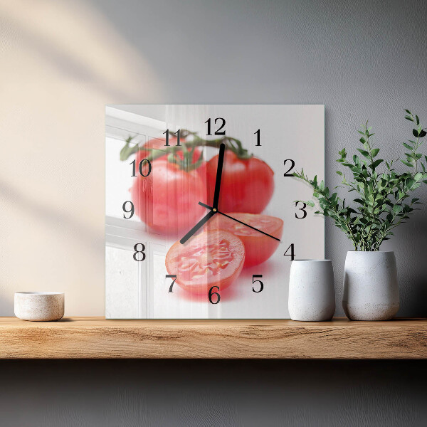 Wanduhr aus glas Tomaten
