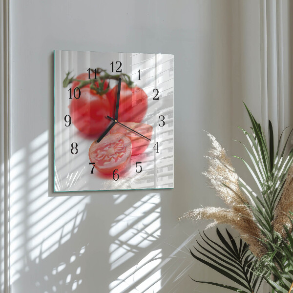Wanduhr aus glas Tomaten
