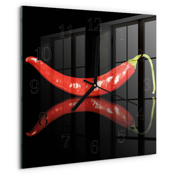 Wanduhr aus glas Chilischoten