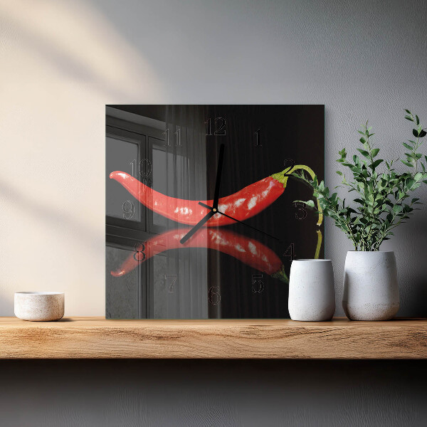 Wanduhr aus glas Chilischoten