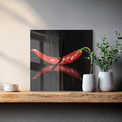 Wanduhr aus glas Chilischoten