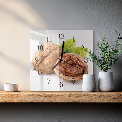 Wanduhr aus glas Nuss