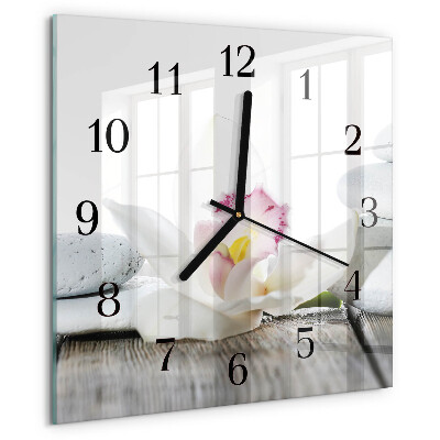 Wanduhr aus glas Orchidee