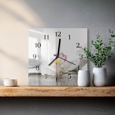 Wanduhr aus glas Orchidee
