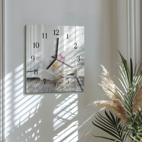 Wanduhr aus glas Orchidee