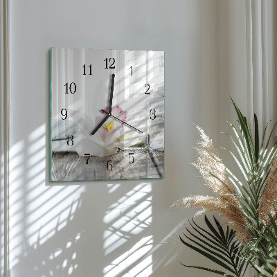 Wanduhr aus glas Orchidee