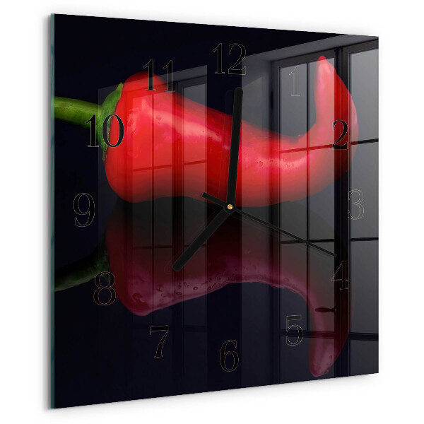 Wanduhr aus glas Chilischoten