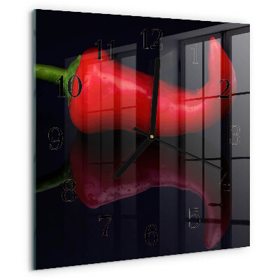 Wanduhr aus glas Chilischoten